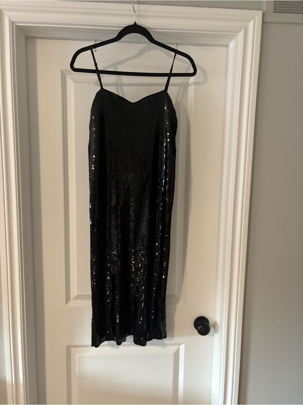 Express Black Sequin Midi Slip Dress